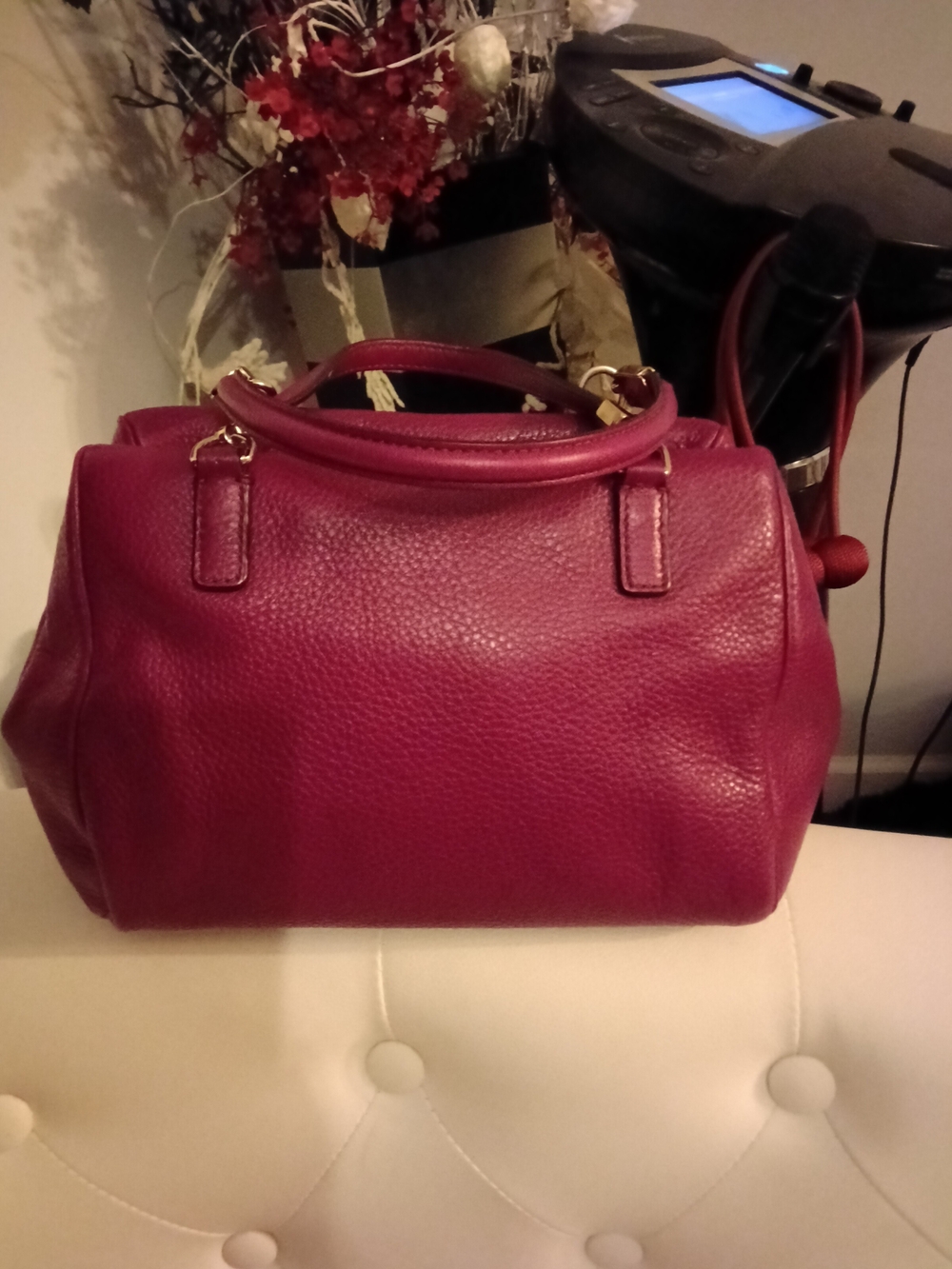 Coach Madison Mini Leather Top-Handle Satchel in Deep Berry